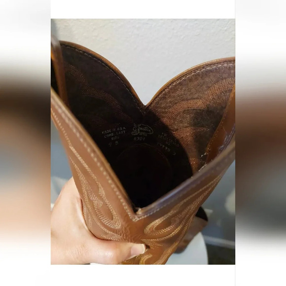 Justin Boots Men's 9B Exotic Lizard Brown Leather Pull-on pointed toe Western - Picture 5 of 6